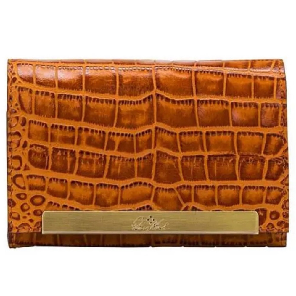 Patricia Nash “Cametti” Cognac Tooled Croc bi-fold Wallet NWOT